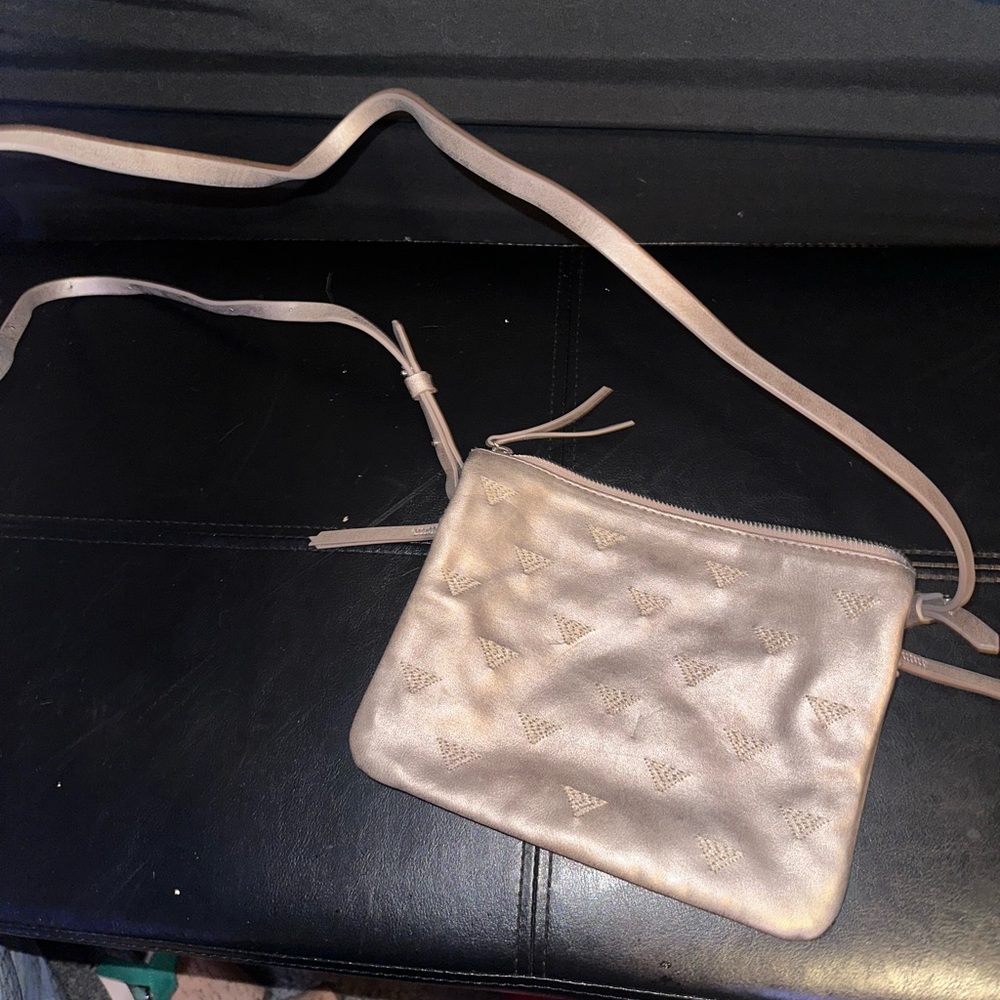 Multiple compartment crossbody gold purse
